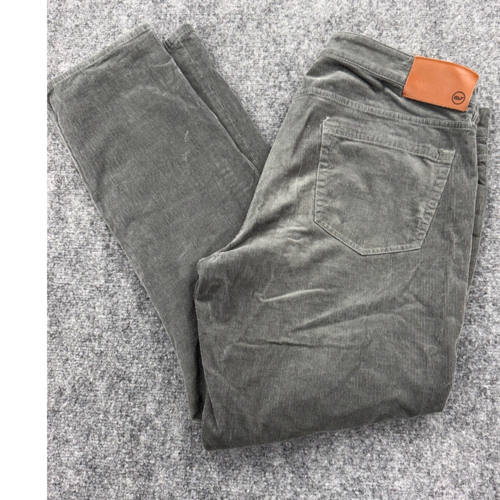 Vineyard Vines Mens Gray Corduroy Pants 5-Pocket Straight Leg 36x32